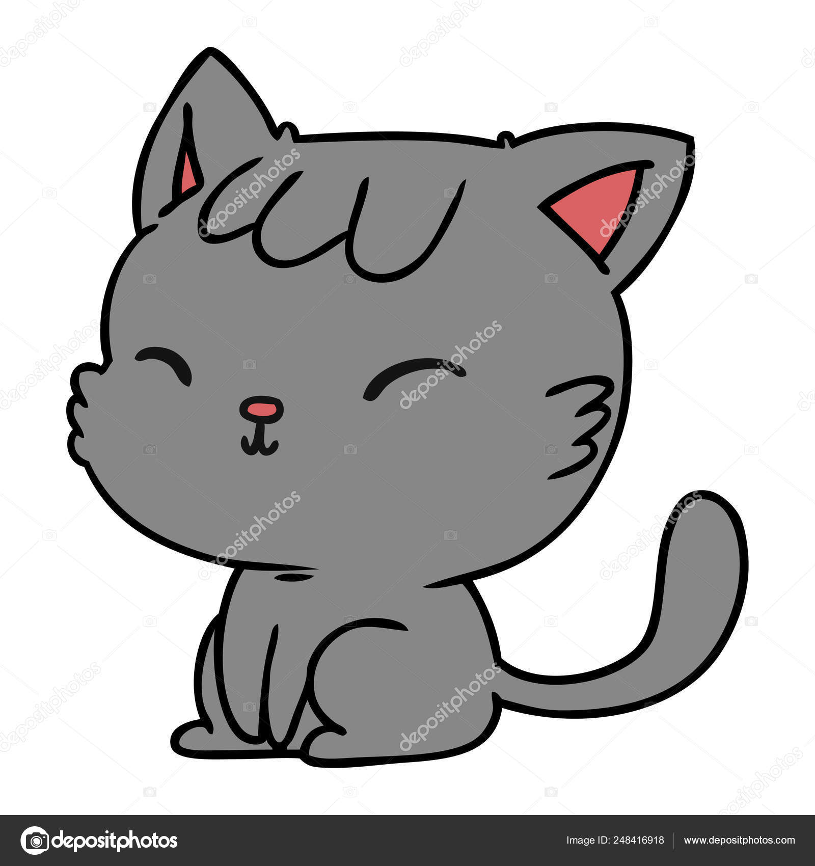 Desenho animado de gato kawaii bonito imagem vetorial de